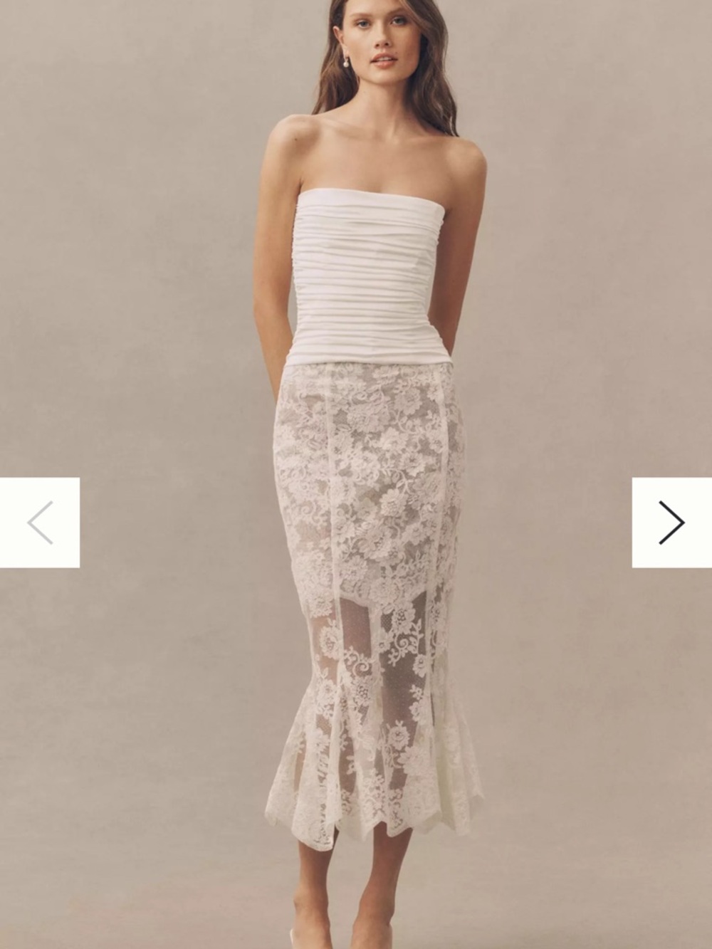V. CHAPMAN PHOEBE STRAPLESS TOP AND LACE MIDI SKIRT Set